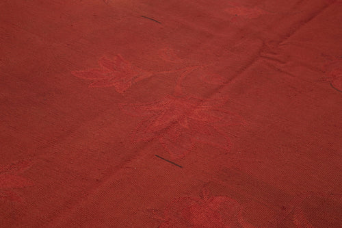 Needlepoint Kırmızı Çiçekli Pamuk Yün El Dokuma Halısı 260x352 Agacan