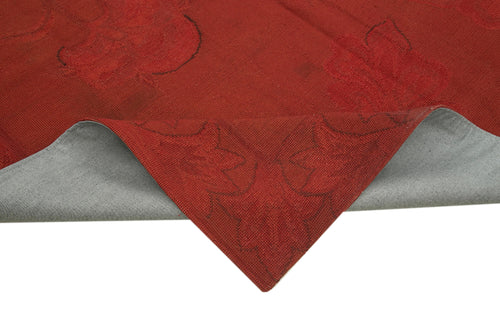 Needlepoint Kırmızı Çiçekli Pamuk Yün El Dokuma Halısı 260x352 Agacan