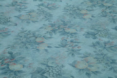 Needlepoint Mavi Çiçekli Pamuk Yün El Dokuma Halısı 253x337 Agacan