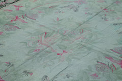 Needlepoint Gri Çiçekli Pamuk Yün El Dokuma Halısı 237x344 Agacan