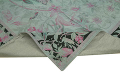 Needlepoint Gri Çiçekli Pamuk Yün El Dokuma Halısı 237x344 Agacan