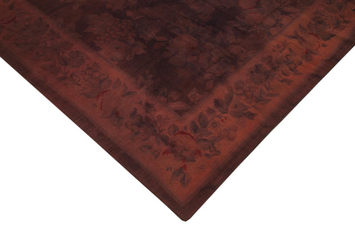 Needlepoint Kahverengi Çiçekli Pamuk Yün El Dokuma Halısı 249x343 Agacan