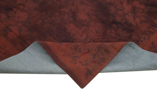 Needlepoint Kahverengi Çiçekli Pamuk Yün El Dokuma Halısı 249x343 Agacan