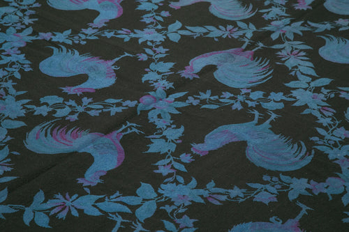 Needlepoint Mavi Çiçekli Pamuk Yün El Dokuma Halısı 240x332 Agacan