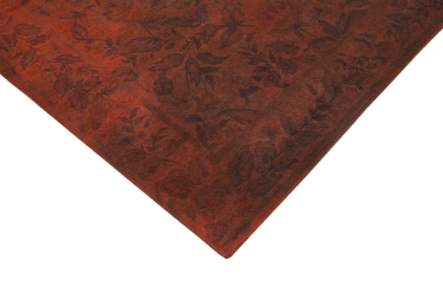 Needlepoint Turuncu Çiçekli Pamuk Yün El Dokuma Halısı 247x339 Agacan