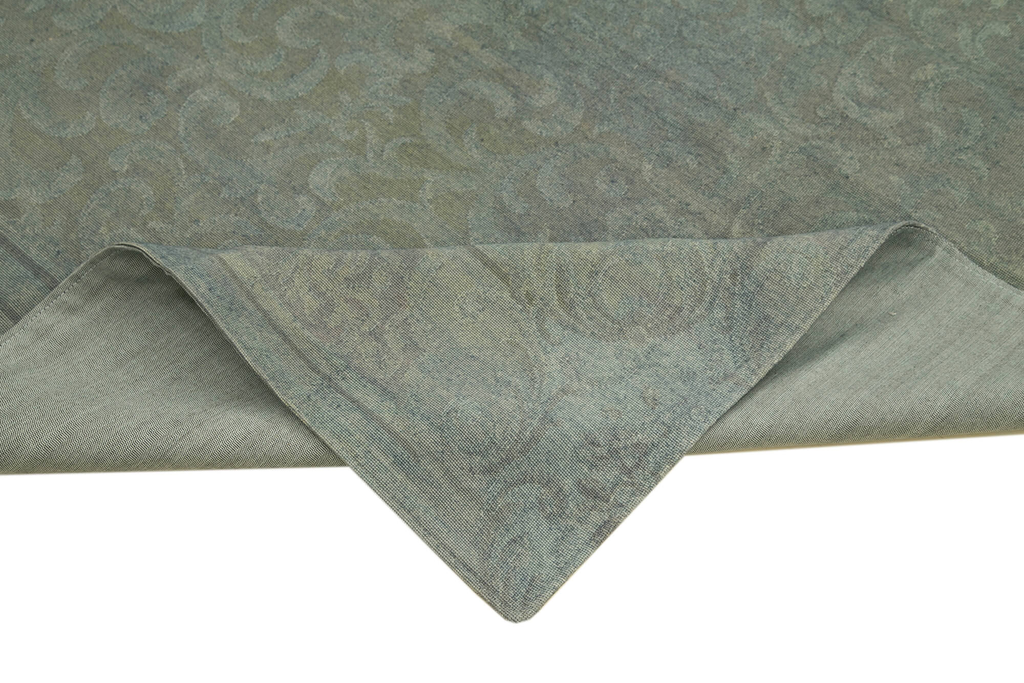 Needlepoint Gri Çiçekli Pamuk Yün El Dokuma Halısı 241x314 Agacan