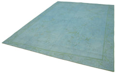 Needlepoint Mavi Çiçekli Pamuk Yün El Dokuma Halısı 237x312 Agacan