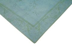 Needlepoint Mavi Çiçekli Pamuk Yün El Dokuma Halısı 237x312 Agacan