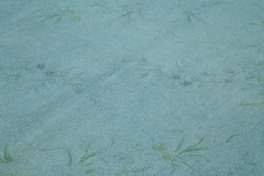 Needlepoint Mavi Çiçekli Pamuk Yün El Dokuma Halısı 237x312 Agacan