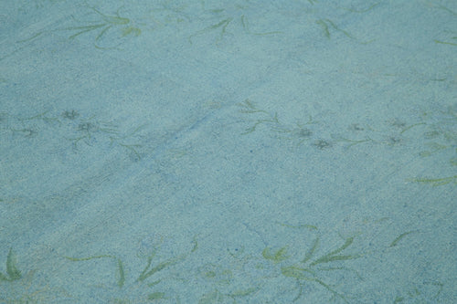 Needlepoint Mavi Çiçekli Pamuk Yün El Dokuma Halısı 237x312 Agacan