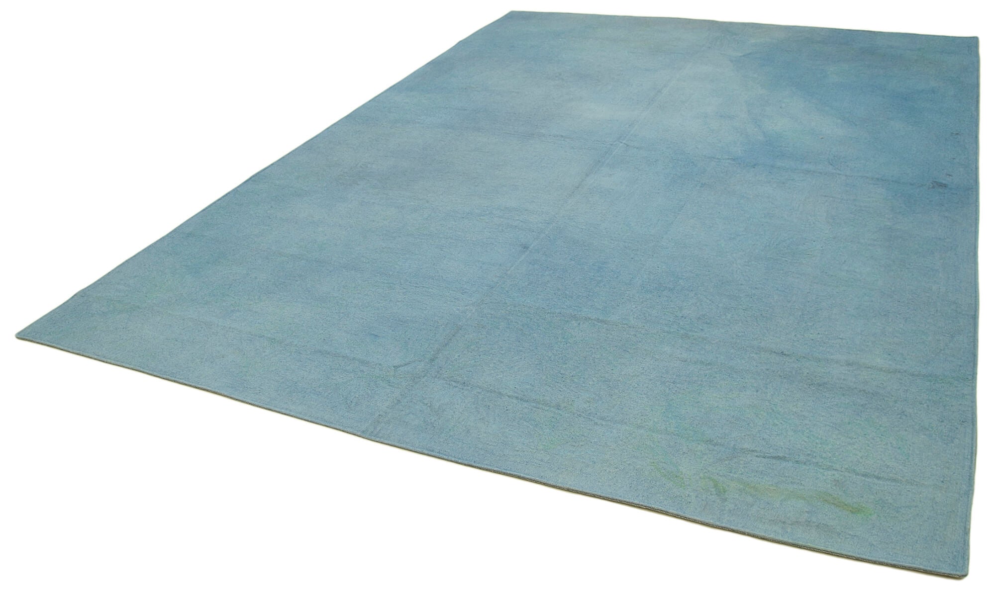 Needlepoint Mavi Çiçekli Pamuk Yün El Dokuma Halısı 251x340 Agacan