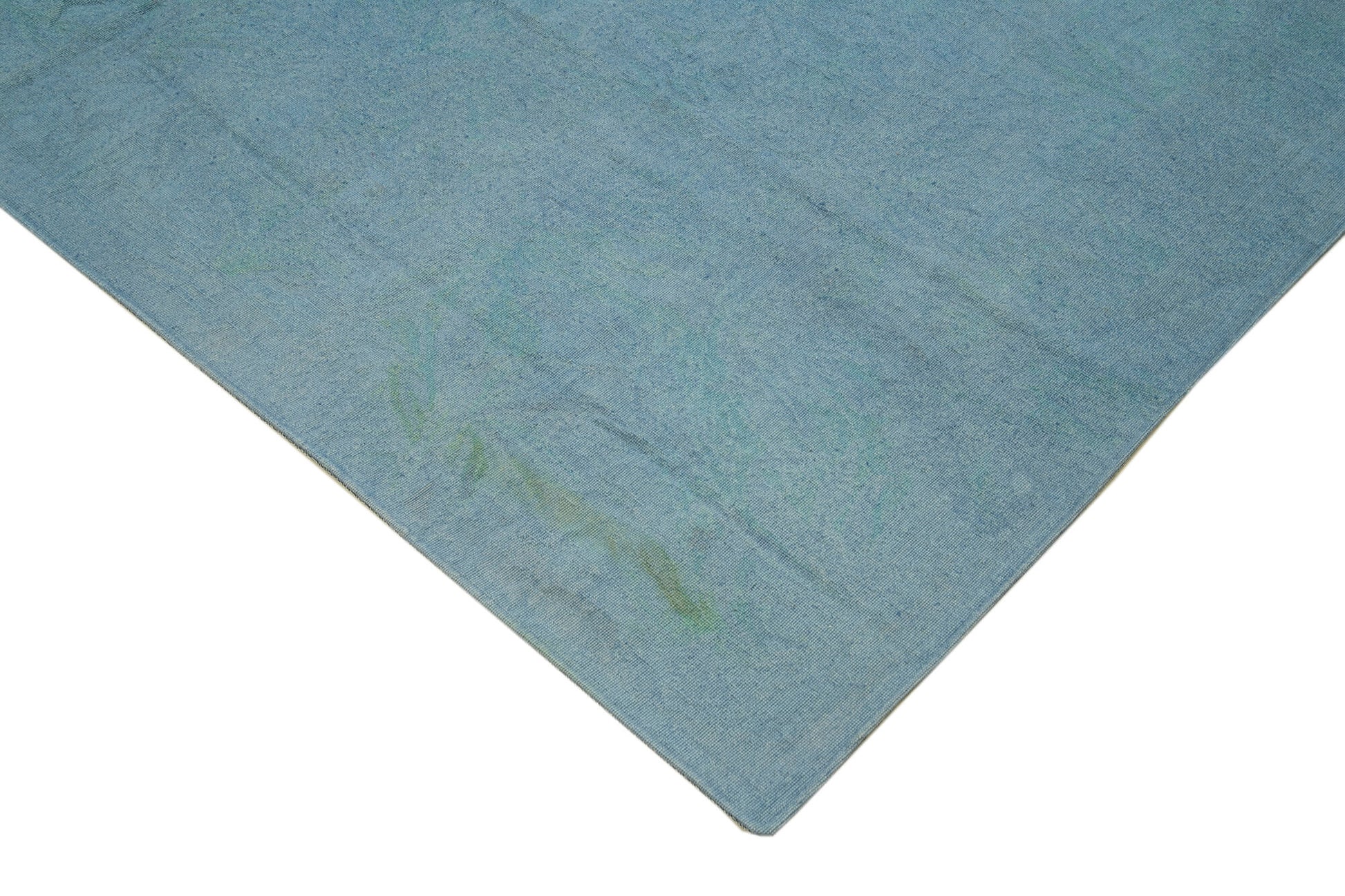 Needlepoint Mavi Çiçekli Pamuk Yün El Dokuma Halısı 251x340 Agacan