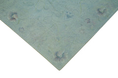 Needlepoint Mavi Çiçekli Pamuk Yün El Dokuma Halısı 247x342 Agacan