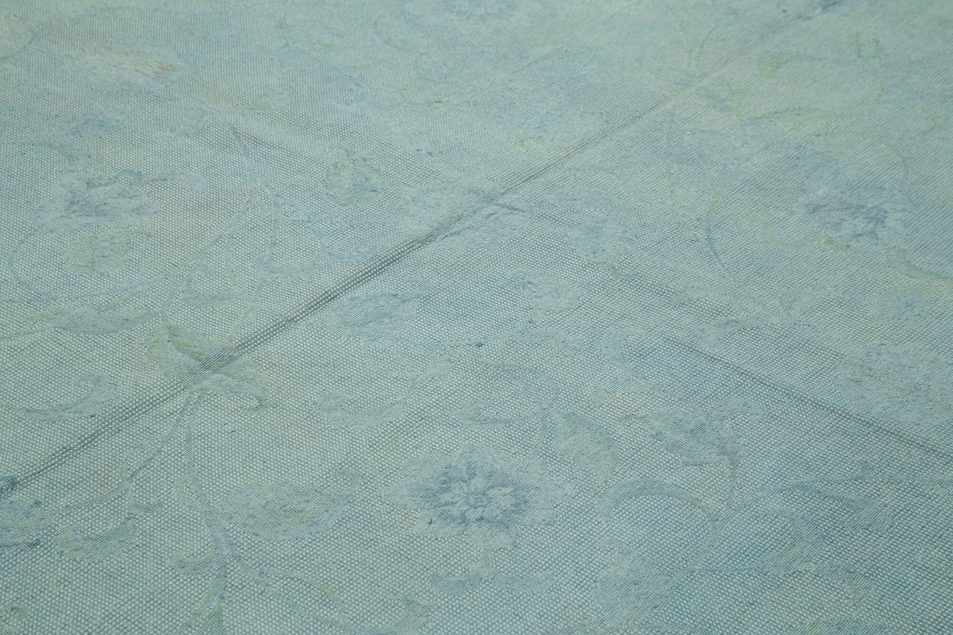 Needlepoint Mavi Çiçekli Pamuk Yün El Dokuma Halısı 247x342 Agacan