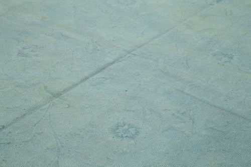 Needlepoint Mavi Çiçekli Pamuk Yün El Dokuma Halısı 247x342 Agacan