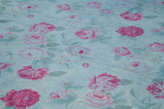 Needlepoint Mavi Çiçekli Pamuk Yün El Dokuma Halısı 250x345 Agacan