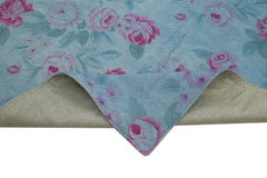 Needlepoint Mavi Çiçekli Pamuk Yün El Dokuma Halısı 250x345 Agacan