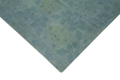 Needlepoint Mavi Çiçekli Pamuk Yün El Dokuma Halısı 256x347 Agacan