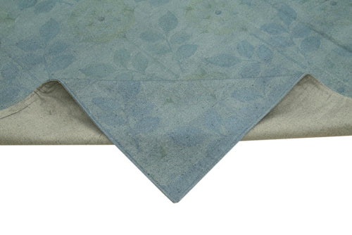 Needlepoint Mavi Çiçekli Pamuk Yün El Dokuma Halısı 256x347 Agacan