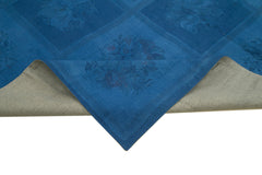 Needlepoint Mavi Çiçekli Pamuk Yün El Dokuma Halısı 235x337 Agacan