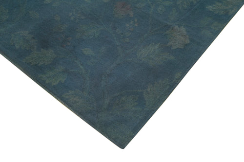 Needlepoint Mavi Çiçekli Pamuk Yün El Dokuma Halısı 253x344 Agacan