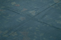 Needlepoint Mavi Çiçekli Pamuk Yün El Dokuma Halısı 253x344 Agacan