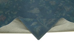 Needlepoint Mavi Çiçekli Pamuk Yün El Dokuma Halısı 253x344 Agacan