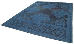 Needlepoint Mavi Çiçekli Pamuk Yün El Dokuma Halısı 283x374 Agacan