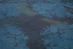 Needlepoint Mavi Çiçekli Pamuk Yün El Dokuma Halısı 283x374 Agacan