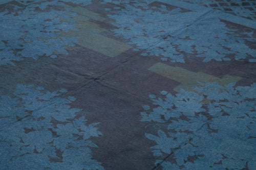 Needlepoint Mavi Çiçekli Pamuk Yün El Dokuma Halısı 283x374 Agacan