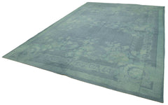 Needlepoint Mavi Çiçekli Pamuk Yün El Dokuma Halısı 280x398 Agacan