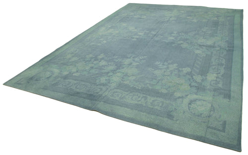 Needlepoint Mavi Çiçekli Pamuk Yün El Dokuma Halısı 280x398 Agacan