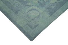 Needlepoint Mavi Çiçekli Pamuk Yün El Dokuma Halısı 280x398 Agacan