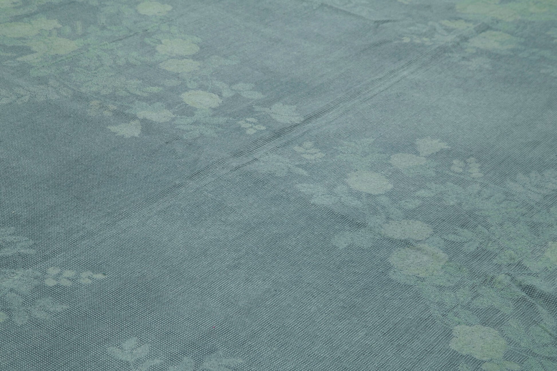 Needlepoint Mavi Çiçekli Pamuk Yün El Dokuma Halısı 280x398 Agacan