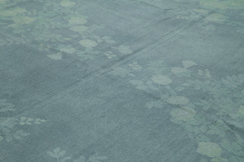 Needlepoint Mavi Çiçekli Pamuk Yün El Dokuma Halısı 280x398 Agacan