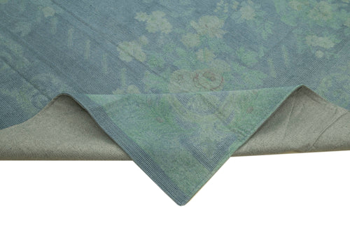 Needlepoint Mavi Çiçekli Pamuk Yün El Dokuma Halısı 280x398 Agacan