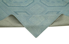 Needlepoint Mavi Çiçekli Pamuk Yün El Dokuma Halısı 274x371 Agacan