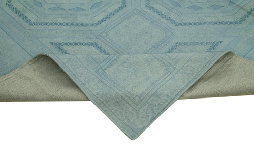 Needlepoint Mavi Çiçekli Pamuk Yün El Dokuma Halısı 274x371 Agacan