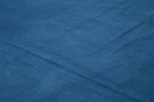 Needlepoint Mavi Çiçekli Pamuk Yün El Dokuma Halısı 347x410 Agacan