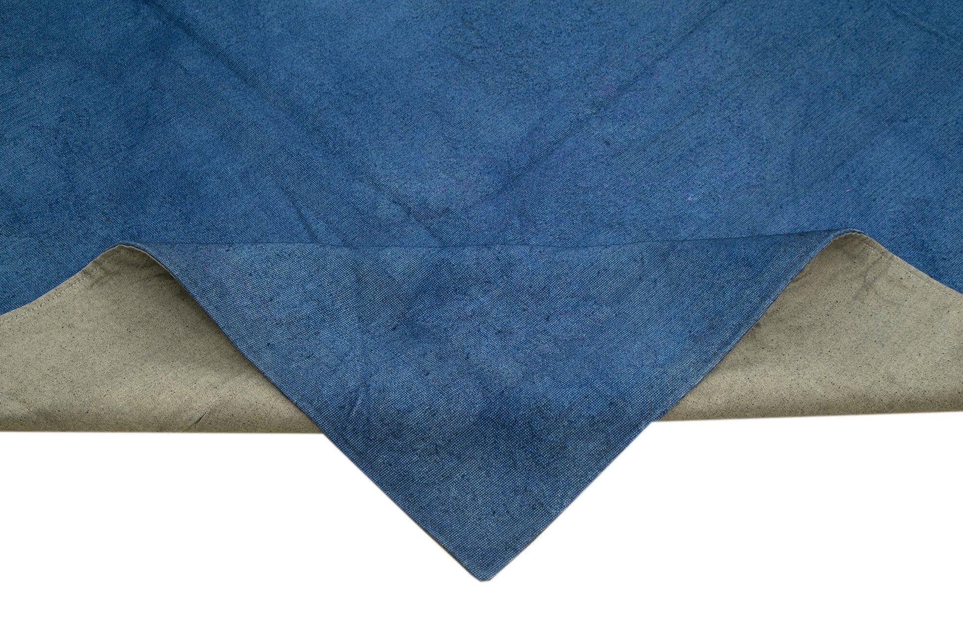 Needlepoint Mavi Çiçekli Pamuk Yün El Dokuma Halısı 347x410 Agacan