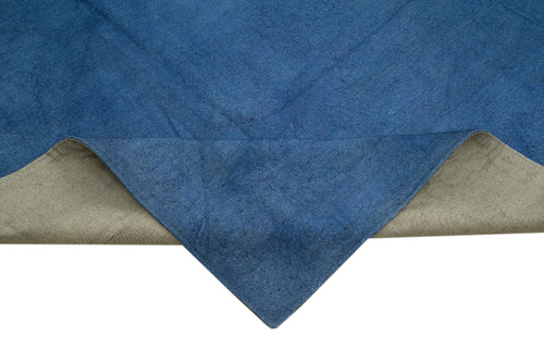 Needlepoint Mavi Çiçekli Pamuk Yün El Dokuma Halısı 347x410 Agacan