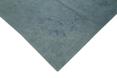 Needlepoint Mavi Çiçekli Pamuk Yün El Dokuma Halısı 342x446 Agacan