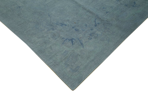 Needlepoint Mavi Çiçekli Pamuk Yün El Dokuma Halısı 342x446 Agacan