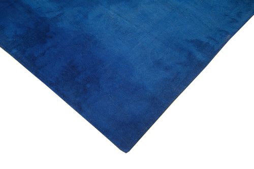 Needlepoint Mavi Çiçekli Pamuk Yün El Dokuma Halısı 285x388 Agacan