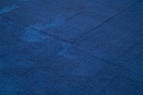 Needlepoint Mavi Çiçekli Pamuk Yün El Dokuma Halısı 285x388 Agacan