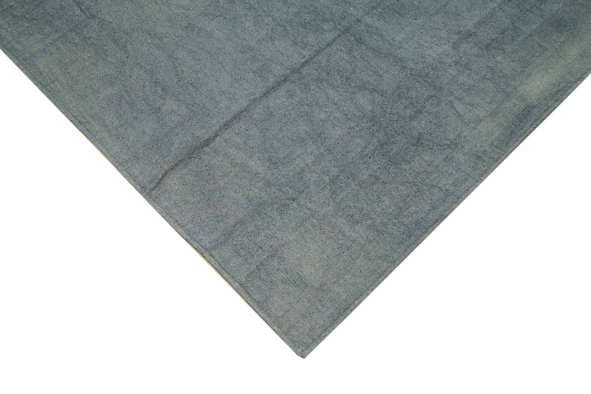 Needlepoint Mavi Çiçekli Pamuk Yün El Dokuma Halısı 342x460 Agacan