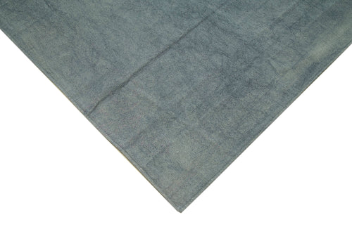 Needlepoint Mavi Çiçekli Pamuk Yün El Dokuma Halısı 342x460 Agacan