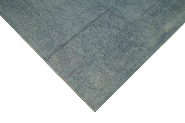Needlepoint Mavi Çiçekli Pamuk Yün El Dokuma Halısı 342x460 Agacan