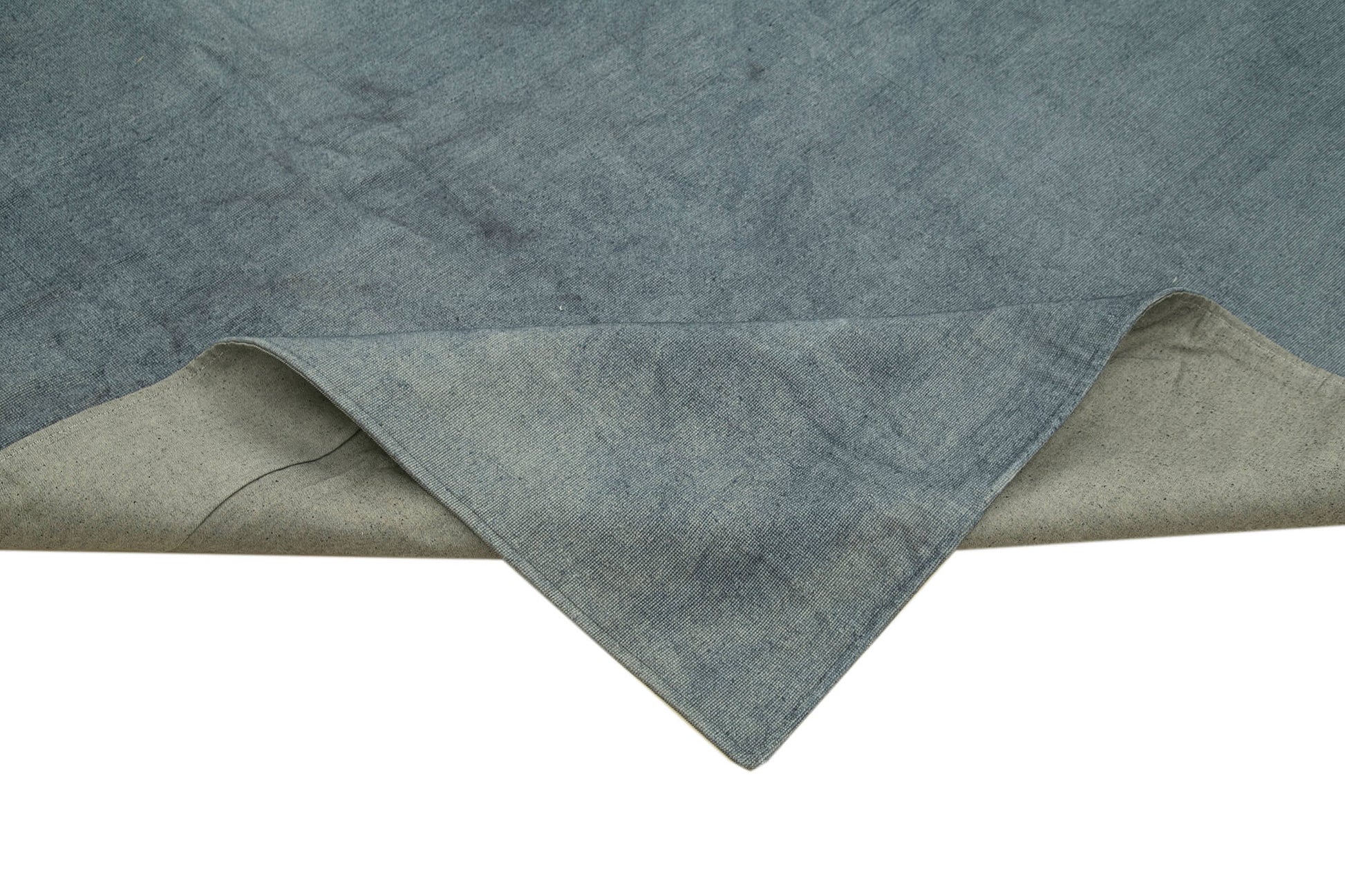 Needlepoint Mavi Çiçekli Pamuk Yün El Dokuma Halısı 342x460 Agacan