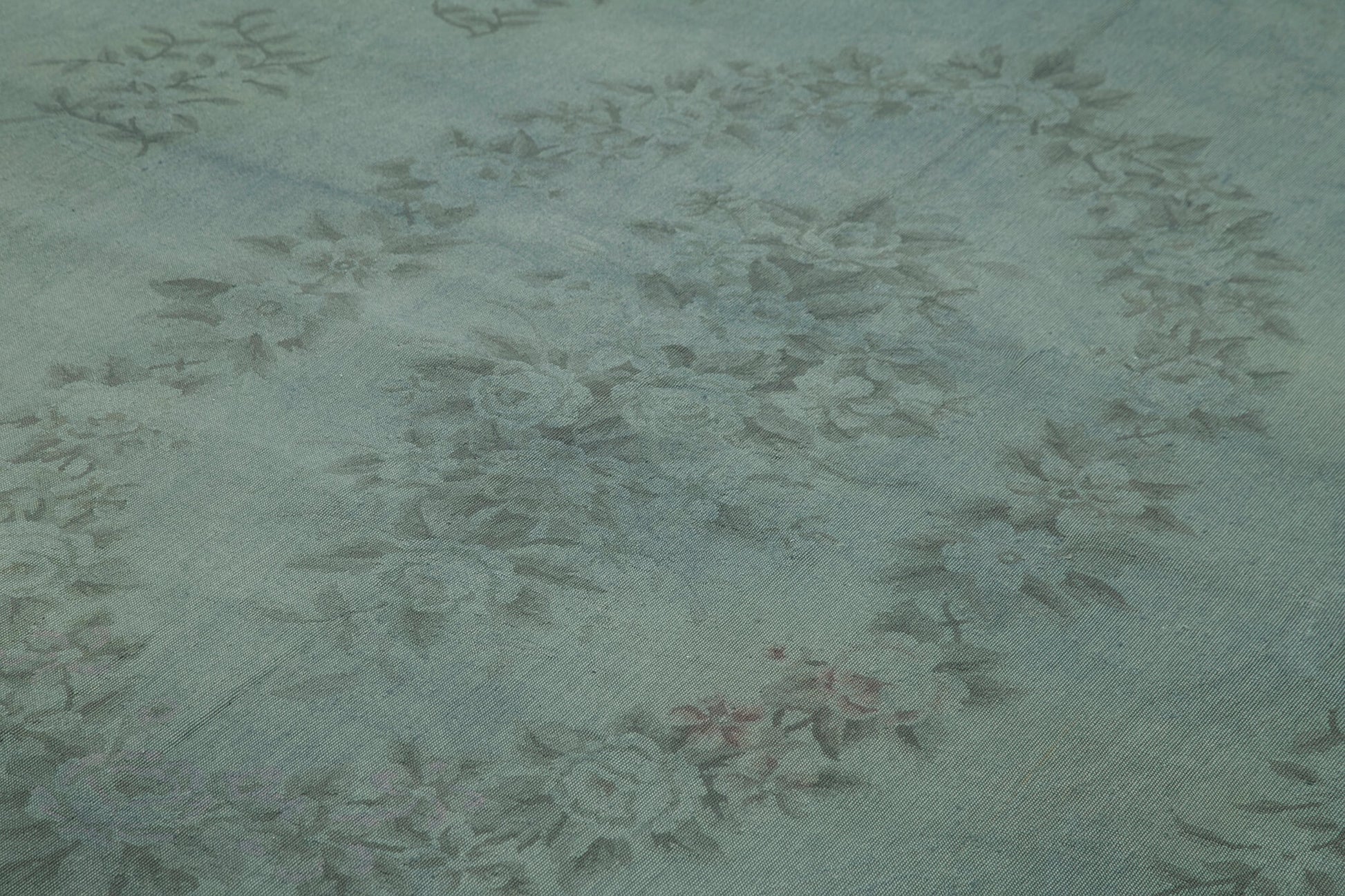 Needlepoint Gri Çiçekli Pamuk Yün El Dokuma Halısı 267x386 Agacan